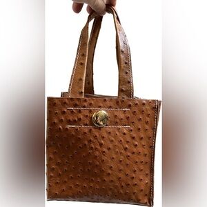 valentino guido Ostrich leather bag cognac brown